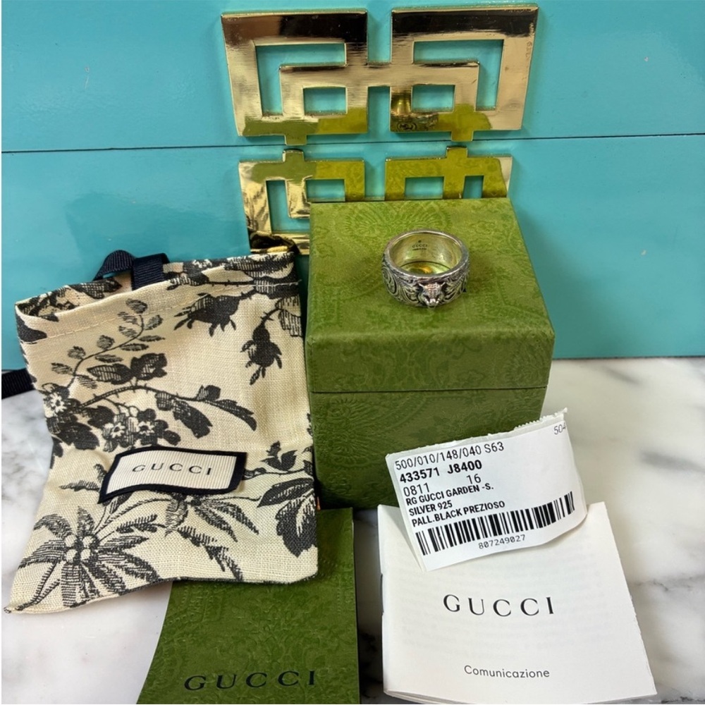 BNWT Gucci gardens silver and black ring - Picture 2 of 8